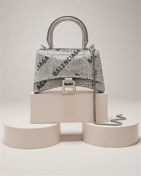 HOURGLASS XS HANDBAG WITH SATIN BOWS|Balenciaga Hourglass XS Handbag With Rhinestones.